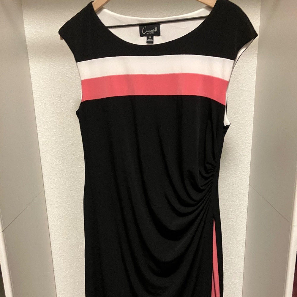 Connected Apparel Midi black, white and pink dress size 12